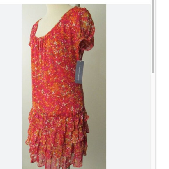 NWT French Connection Floral Minidress Tiered Skirt with Ruffles Semi Sheer … - Picture 7 of 9